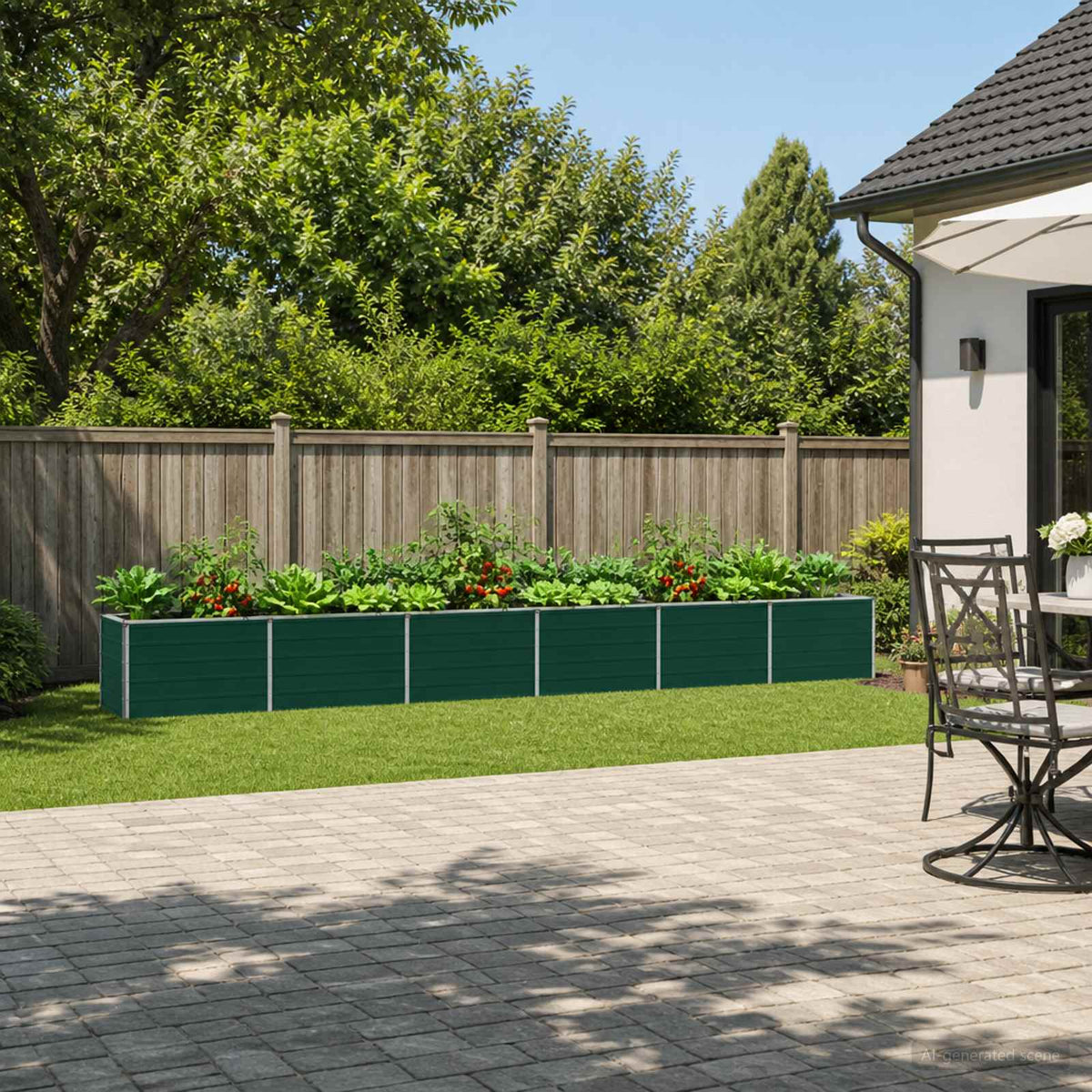 vidaXL Verhoogd Tuinbed Groen 480 x 40 x 55 cm koudgewalst stalen
