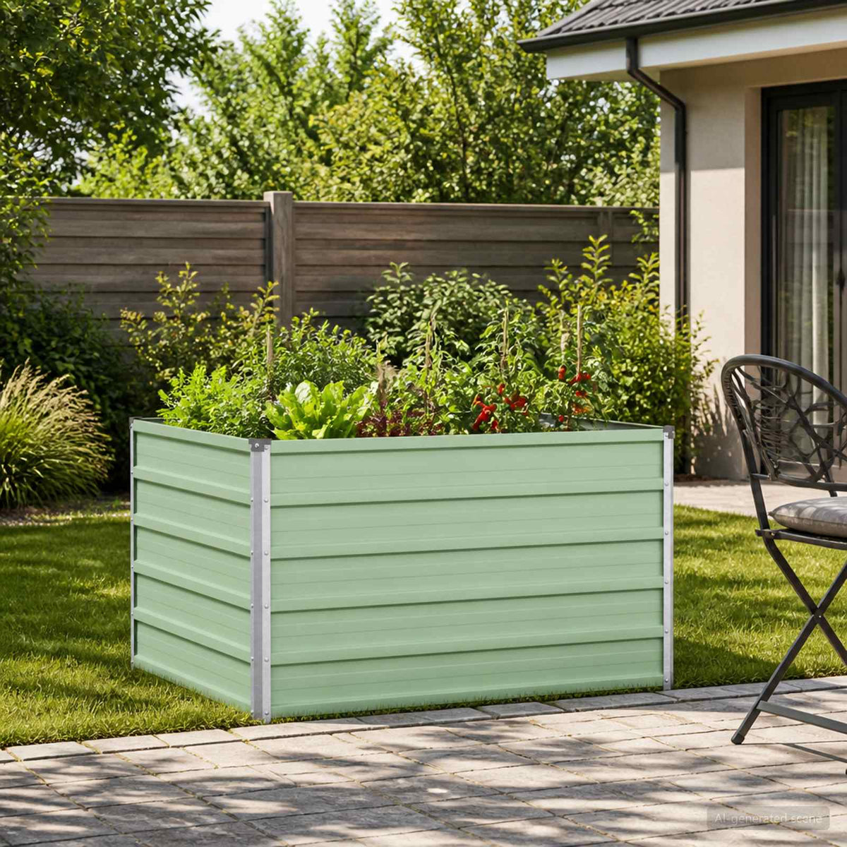 vidaXL Verhoogd Tuinbed Pastelgroen 100 x 80 x 55 cm koudgewalst staal