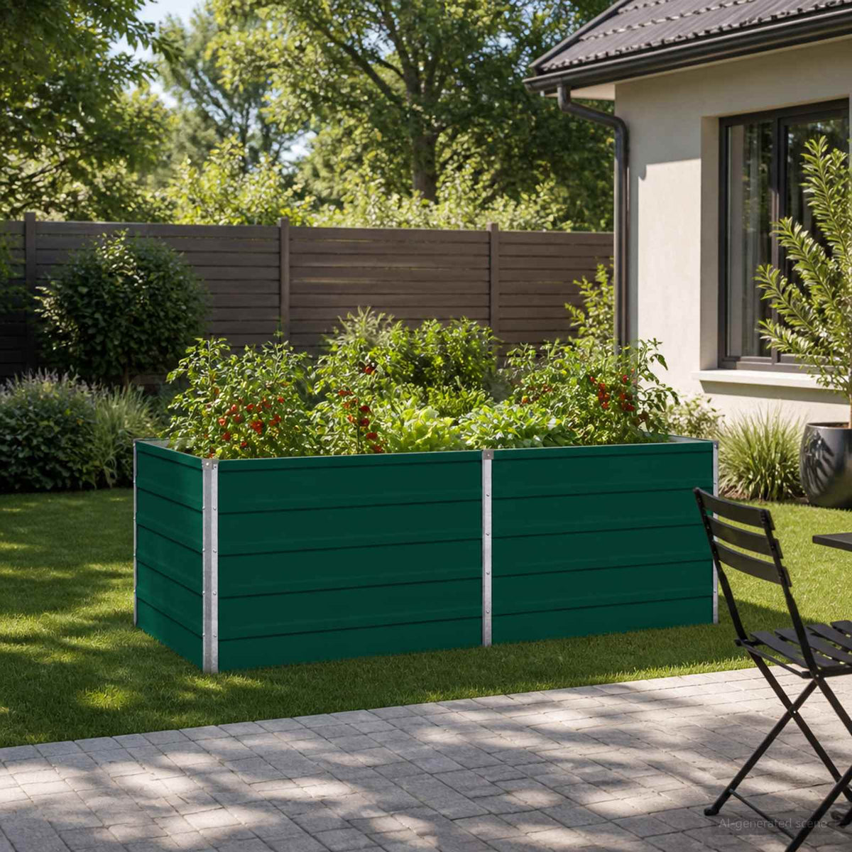 Verhoogd Tuinbed Groen 160 x 80 x 55 cm koudgewalst stalen is nu te koop bij PeponiXL, paradijselijk wonen!