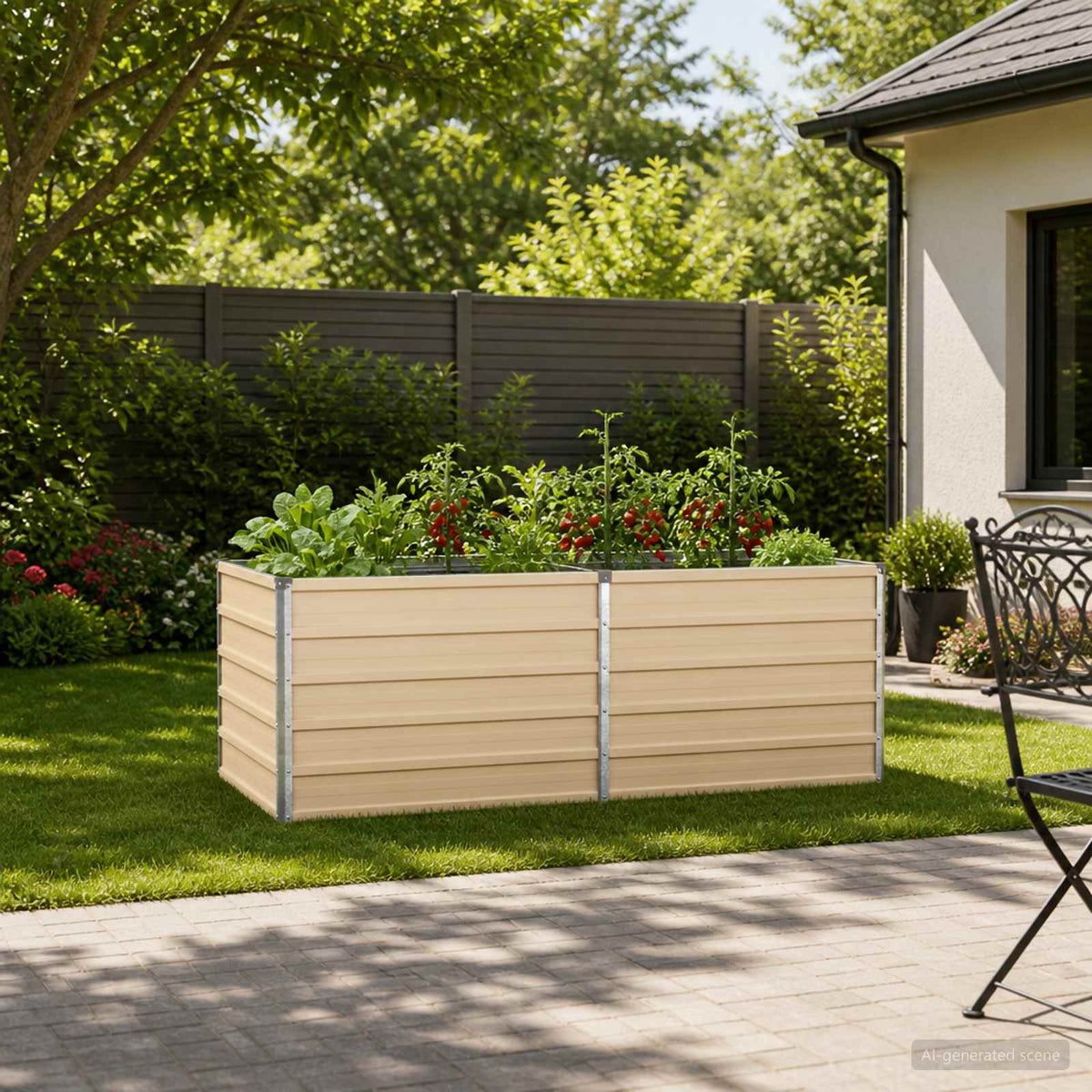 vidaXL Verhoogd Tuinbed Ivoor 160 x 80 x 55 cm koudgewalst staal
