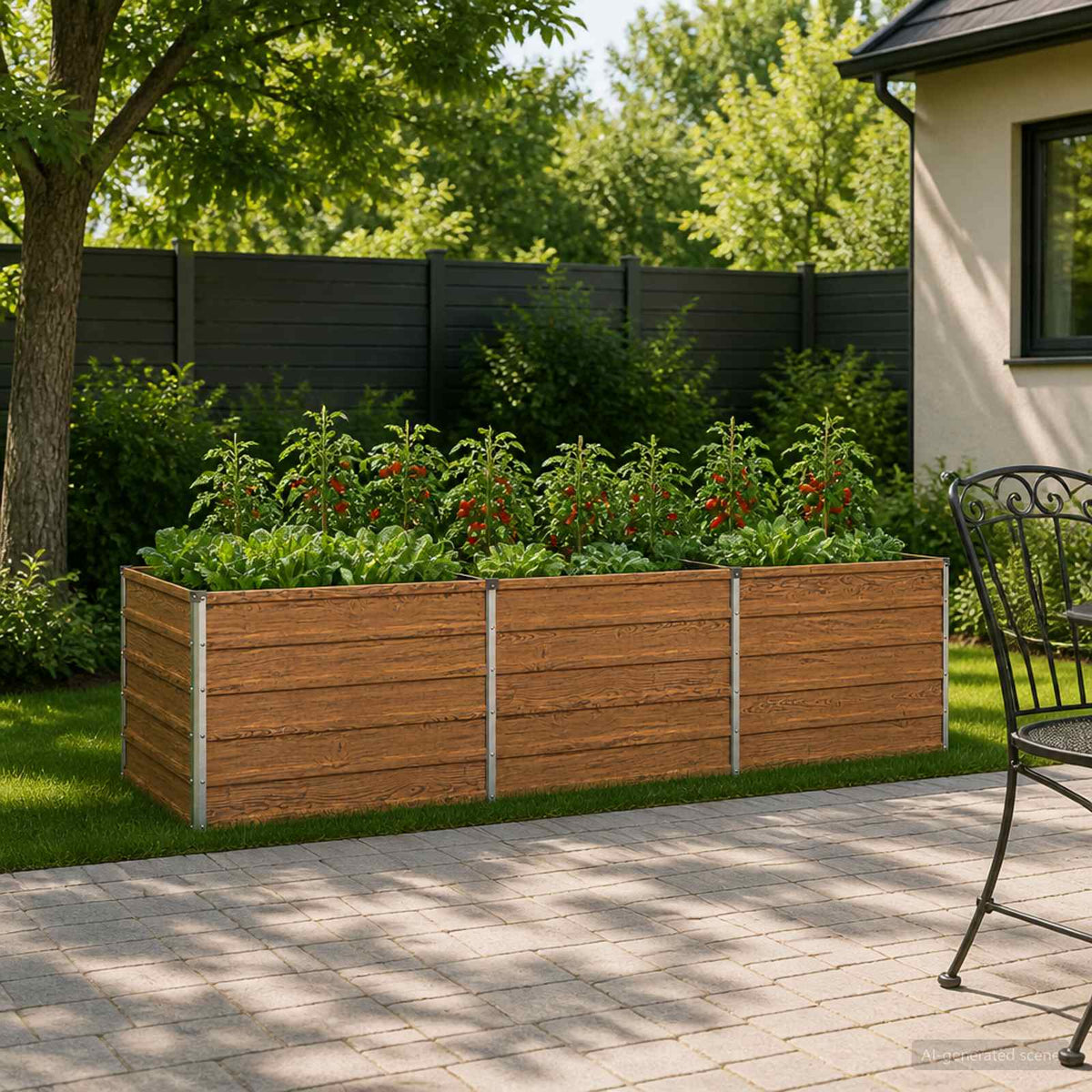 Verhoogd Tuinbed Houtbruin 240 x 80 x 55 cm koudgewalst staal is nu te koop bij PeponiXL, paradijselijk wonen!