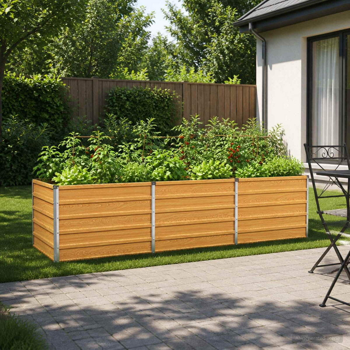 Verhoogd Tuinbed Naturel 240 x 80 x 55 cm koudgewalst staal is nu te koop bij PeponiXL, paradijselijk wonen!