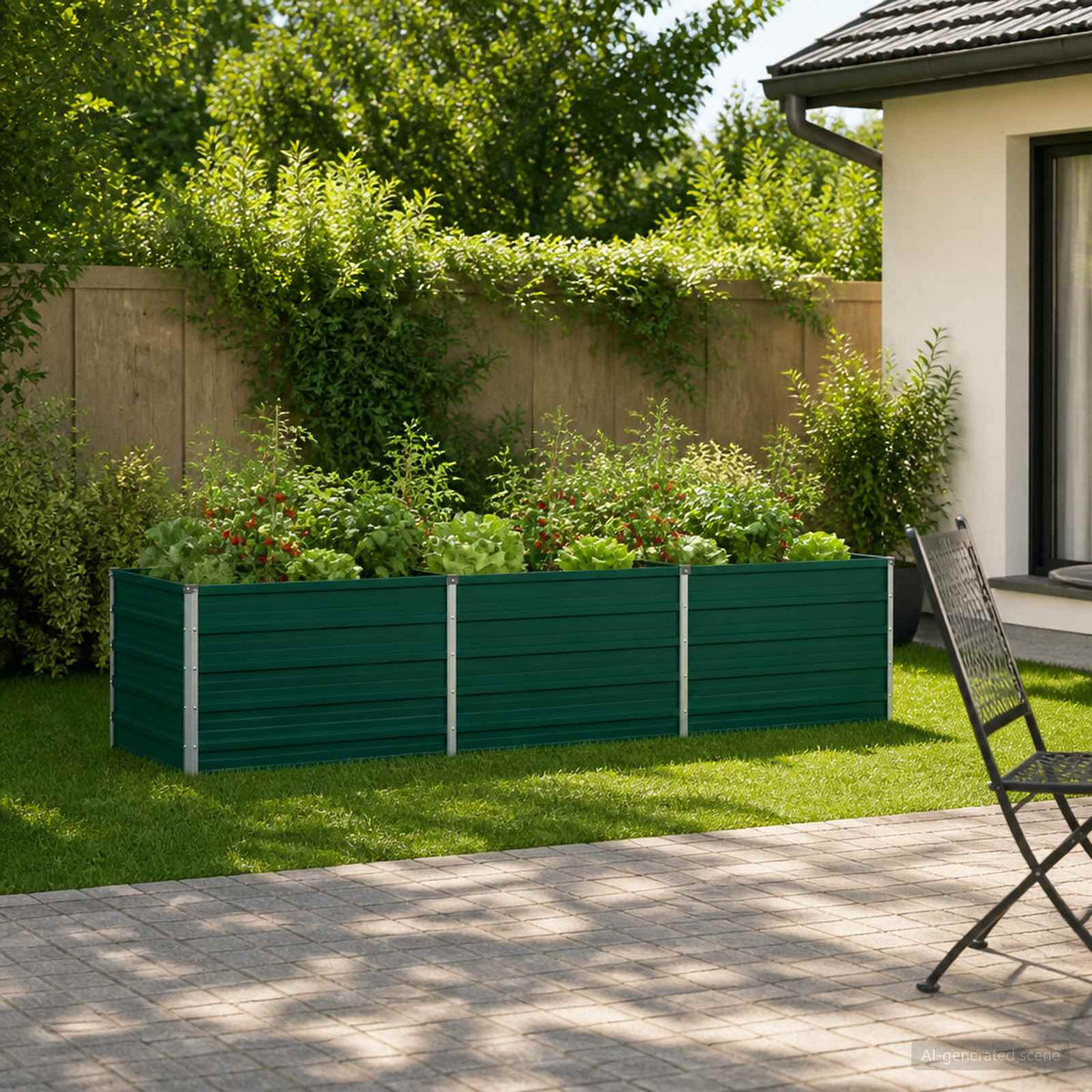 Verhoogd Tuinbed Groen 240 x 80 x 55 cm koudgewalst stalen is nu te koop bij PeponiXL, paradijselijk wonen!