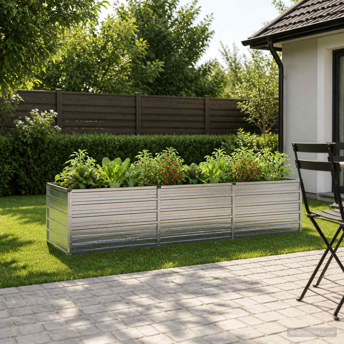vidaXL Verhoogd Tuinbed Zilverkleurig 240 x 80 x 55 cm gegalvaniseerd