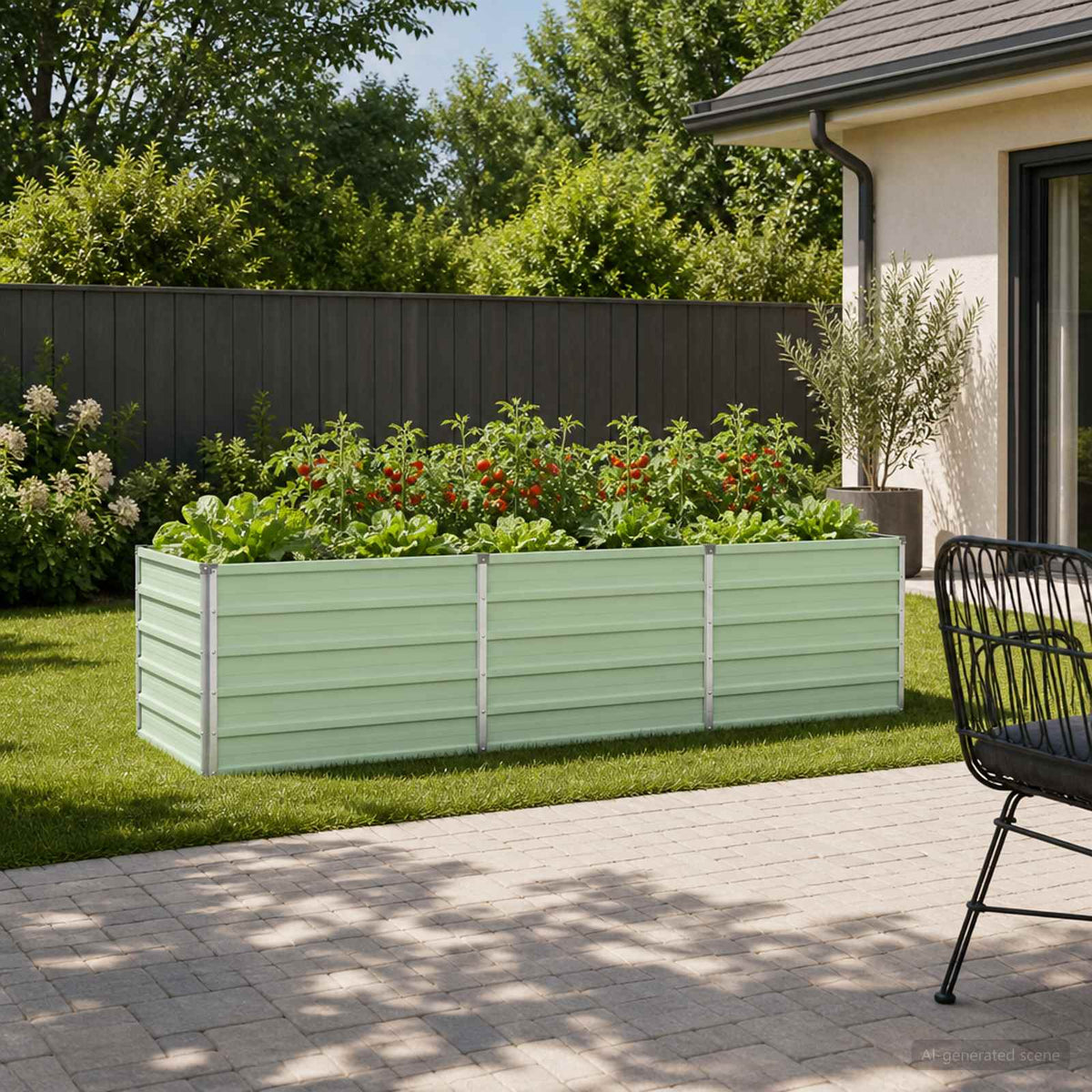 Verhoogd Tuinbed Pastelgroen 240 x 80 x 55 cm koudgewalst staal is nu te koop bij PeponiXL, paradijselijk wonen!