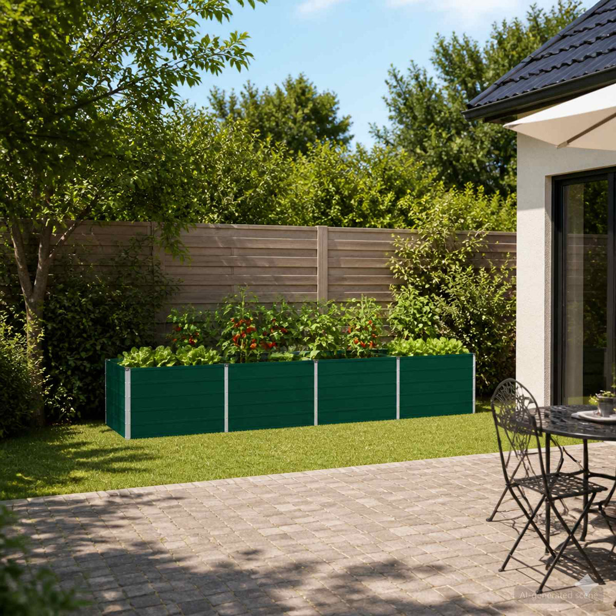 vidaXL Verhoogd Tuinbed Groen 320 x 80 x 55 cm koudgewalst stalen