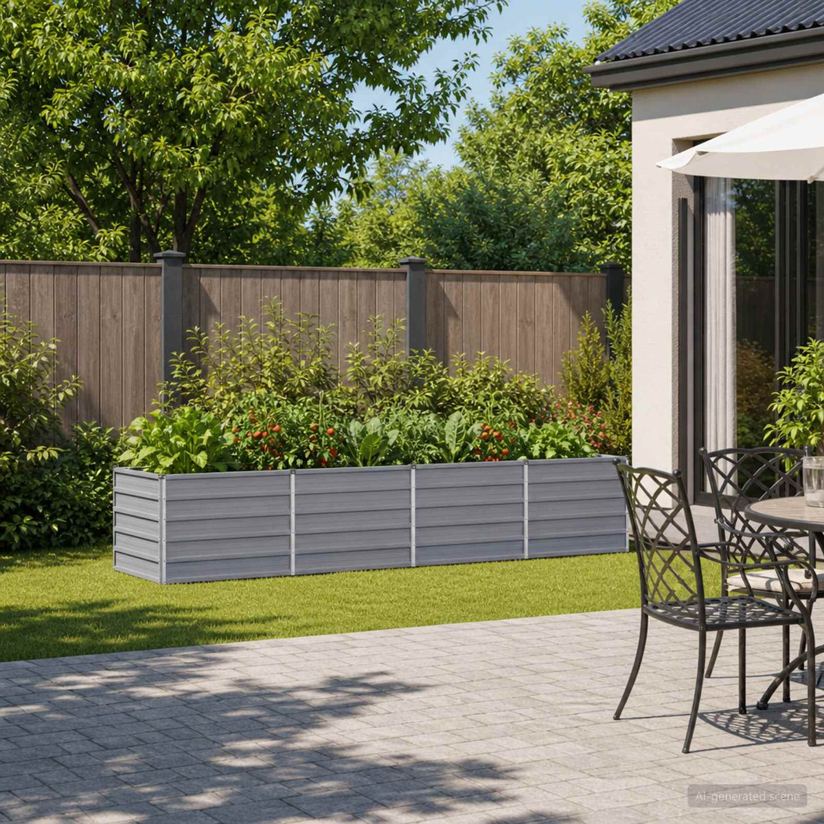 Verhoogd Tuinbed Grijs 320 x 80 x 55 cm koudgewalst staal is nu te koop bij PeponiXL, paradijselijk wonen!