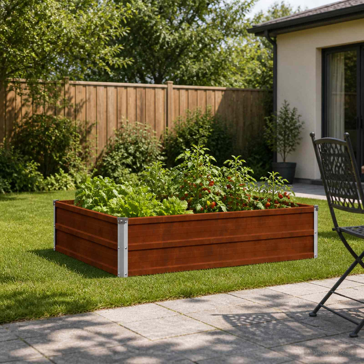 Verhoogd Tuinbed Roestig 100 x 80 x 24 cm corton is nu te koop bij PeponiXL, paradijselijk wonen!