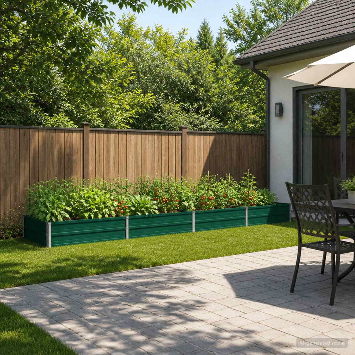 Verhoogd Tuinbed Groen 320 x 80 x 24 cm koudgewalst stalen is nu te koop bij PeponiXL, paradijselijk wonen!