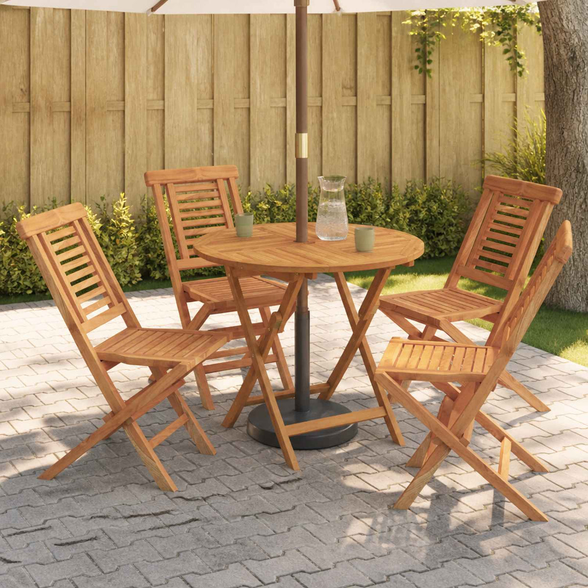 5-delige inklapbare tuinbistroset Naturel Massief Teakhout is nu te koop bij PeponiXL, paradijselijk wonen!