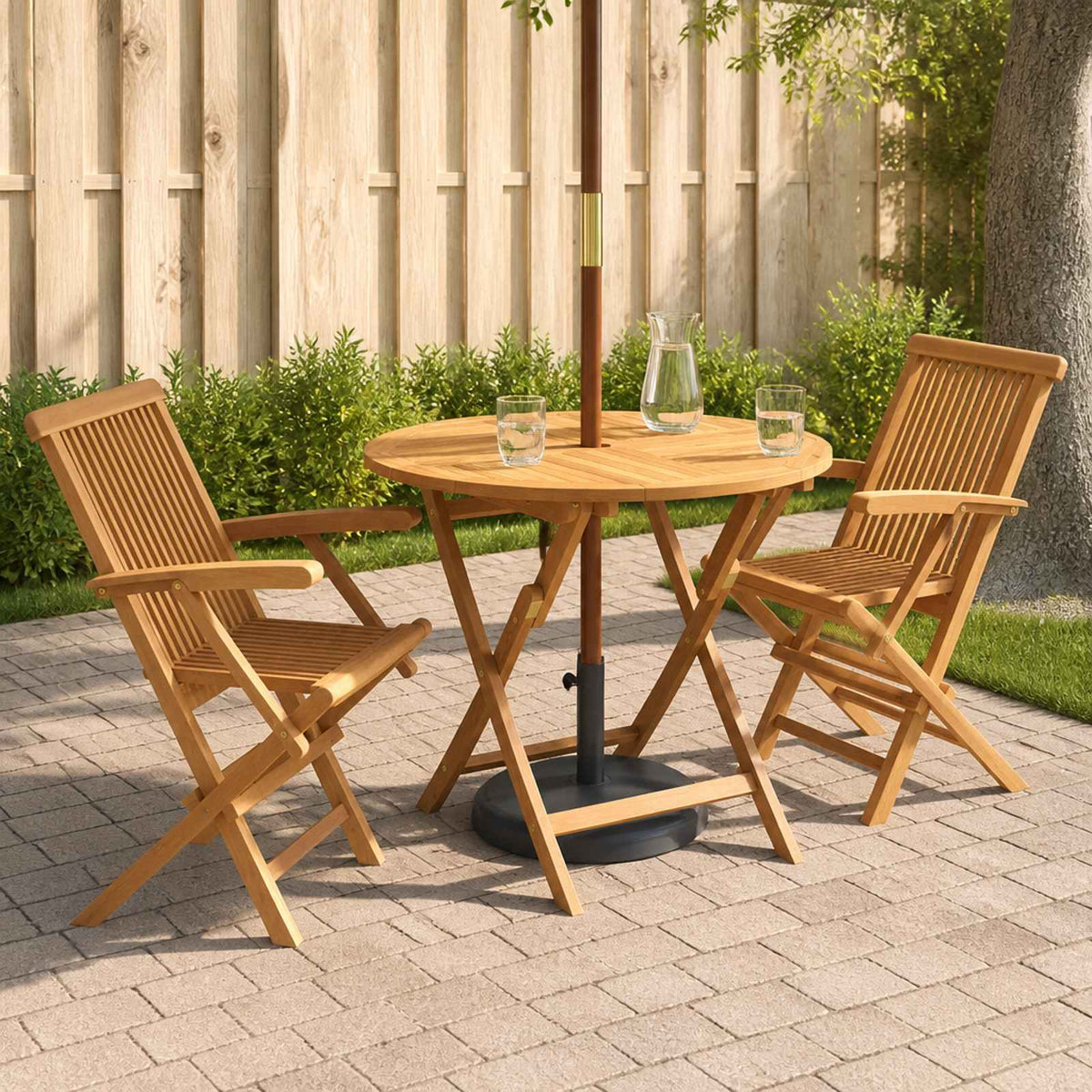 3-delige inklapbare bistroset van massief teakhout is nu te koop bij PeponiXL, paradijselijk wonen!