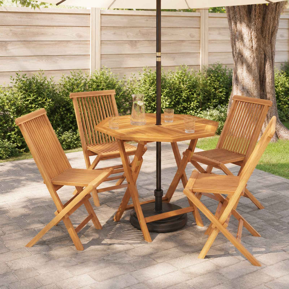 5-delige inklapbare tuinbistroset Naturel Massief Teakhout is nu te koop bij PeponiXL, paradijselijk wonen!