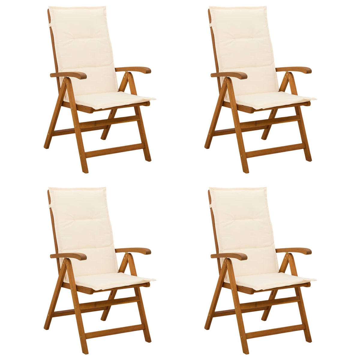 Recliner Tuinstoelen 4 st Naturel Massief Acaciahout is nu te koop bij PeponiXL, paradijselijk wonen!
