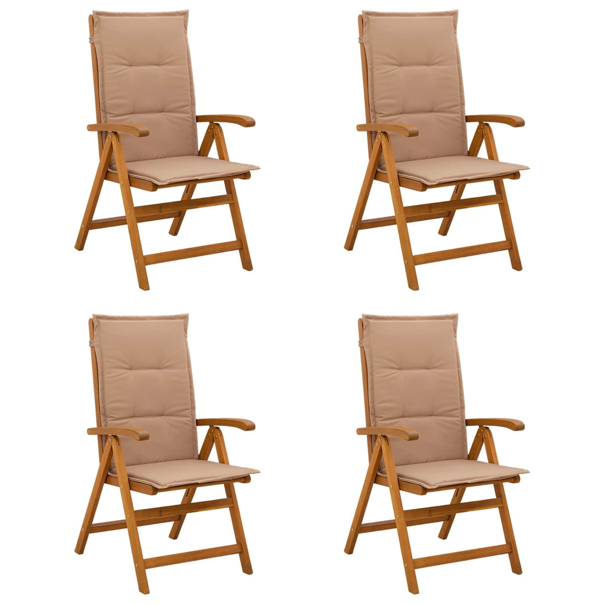 Recliner Tuinstoelen 4 st Naturel Massief Acaciahout is nu te koop bij PeponiXL, paradijselijk wonen!