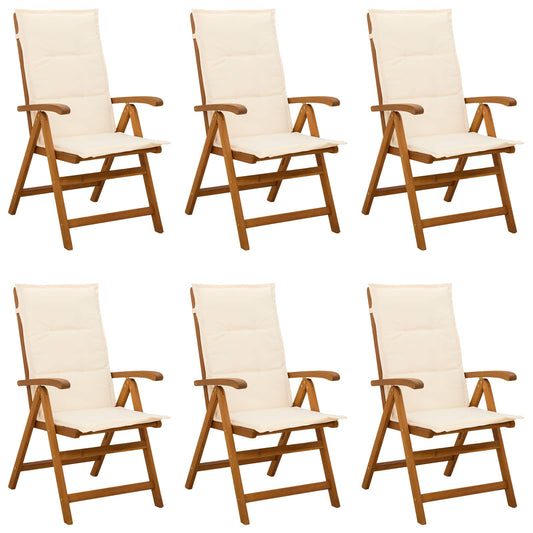 Recliner Tuinstoelen 6 st Naturel Massief Acaciahout is nu te koop bij PeponiXL, paradijselijk wonen!