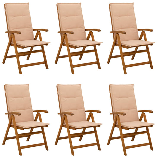 vidaXL Recliner Tuinstoelen 6 st Naturel Massief Acaciahout