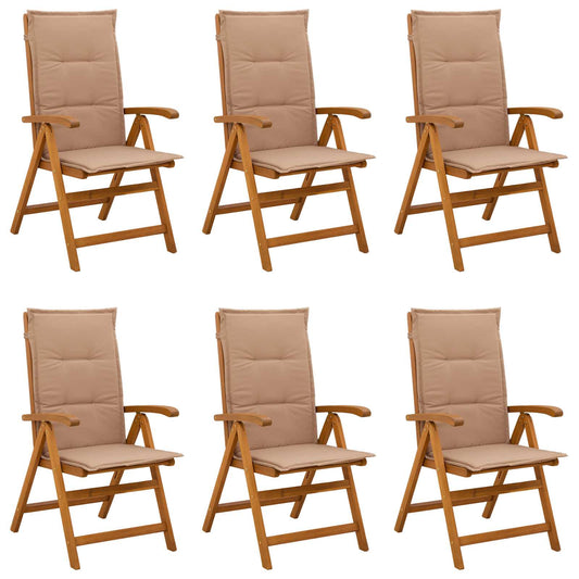 vidaXL Recliner Tuinstoelen 6 st Naturel Massief Acaciahout