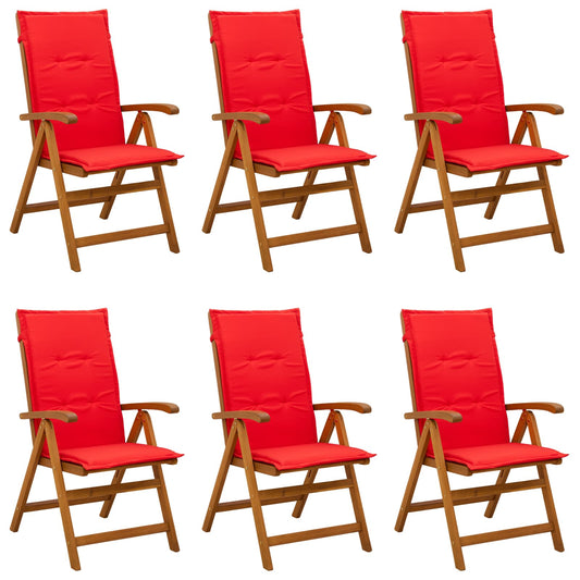 vidaXL Recliner Tuinstoelen 6 st Naturel Massief Acaciahout