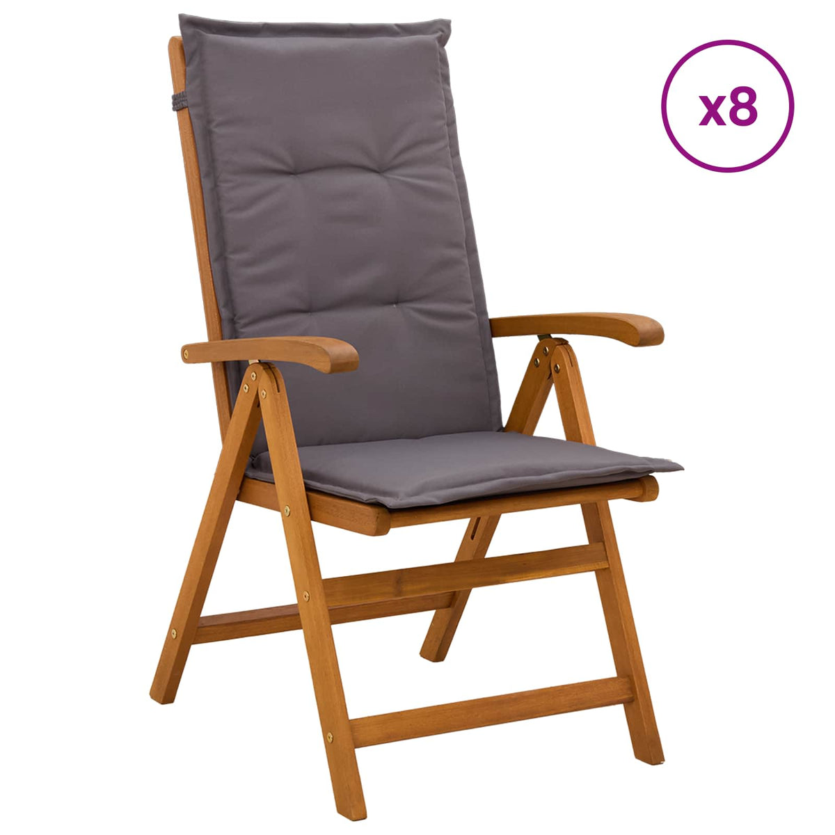 Recliner Tuinstoelen 8 st Naturel Massief Acaciahout is nu te koop bij PeponiXL, paradijselijk wonen!