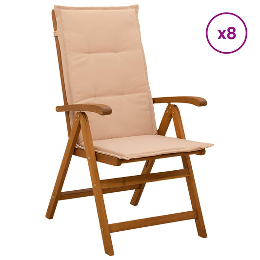 vidaXL Recliner Tuinstoelen 8 st Naturel Massief Acaciahout