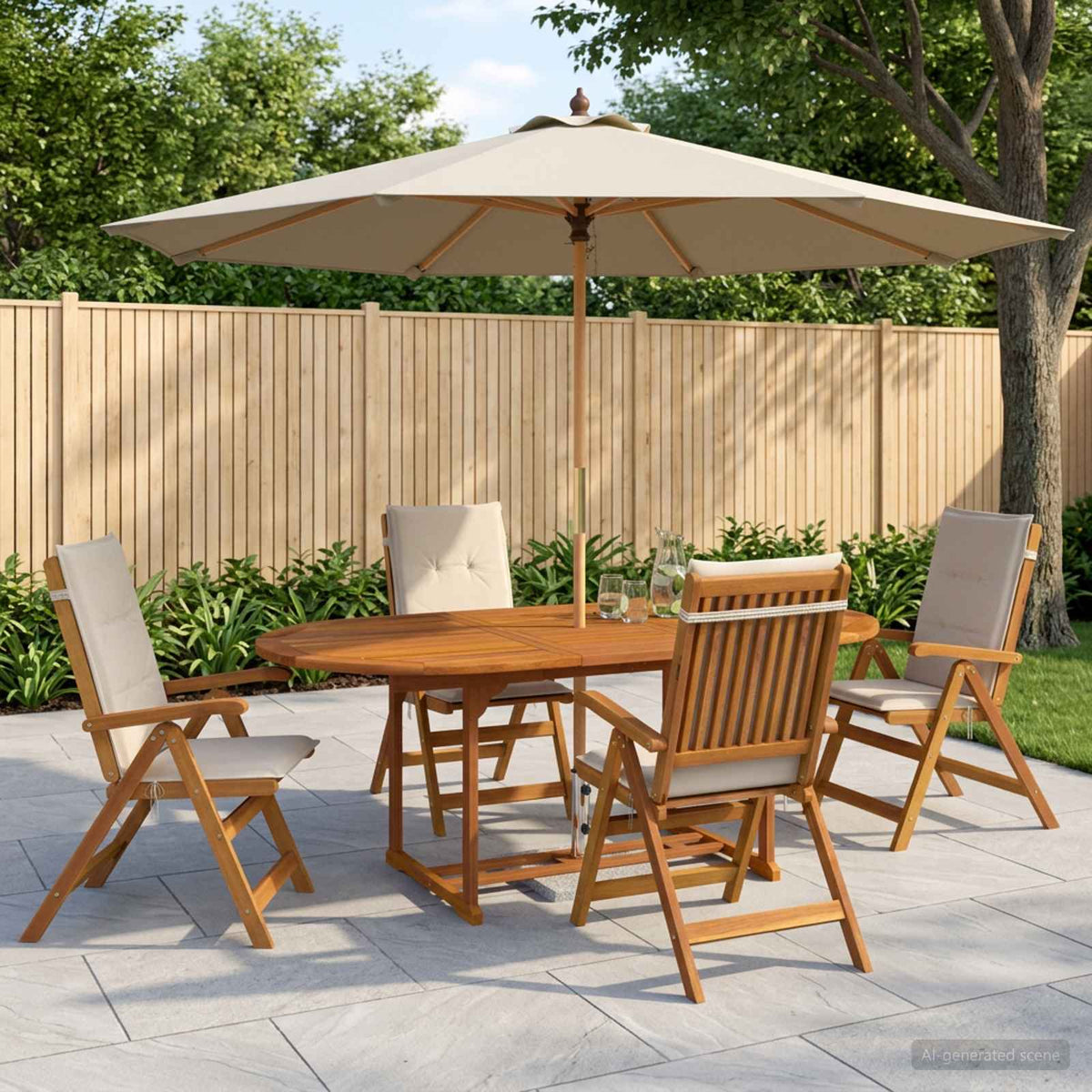 5-delige tuin eetset Naturel Massief Acaciahout is nu te koop bij PeponiXL, paradijselijk wonen!