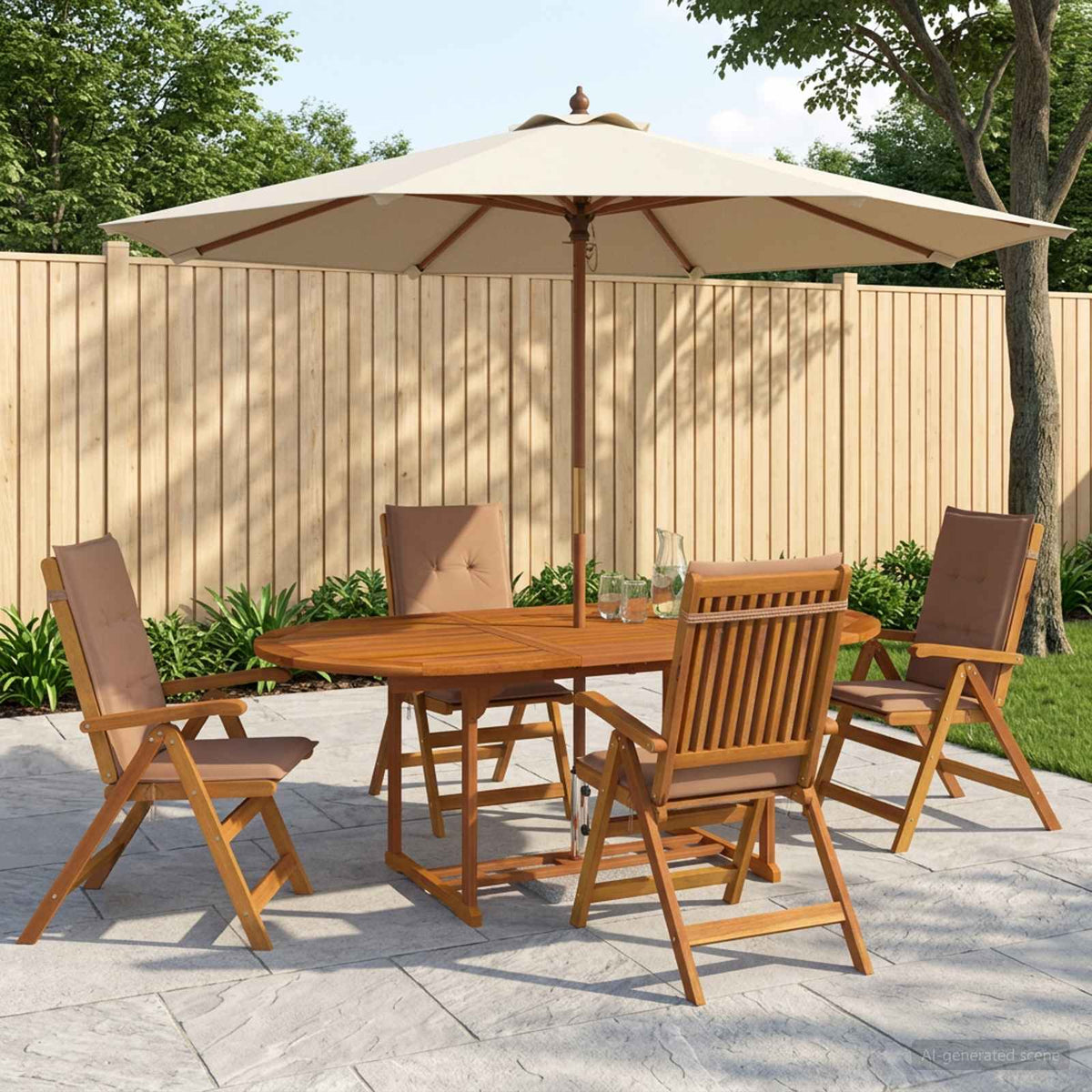 5-delige tuin eetset Naturel Massief Acaciahout is nu te koop bij PeponiXL, paradijselijk wonen!
