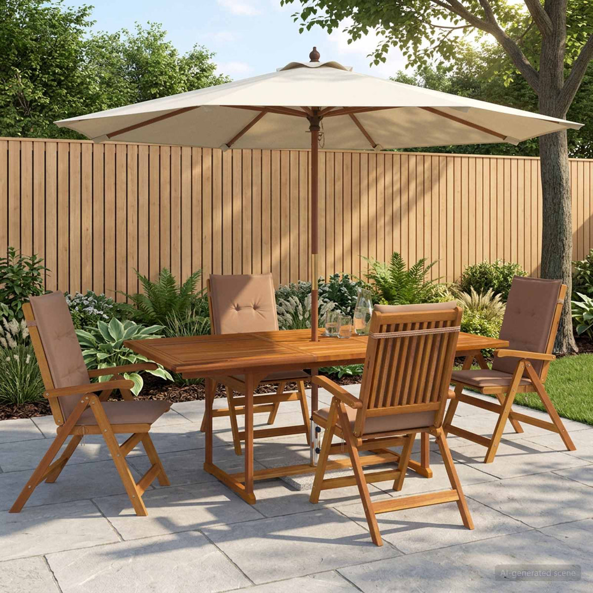 5-delige tuin eetset Naturel Massief Acaciahout is nu te koop bij PeponiXL, paradijselijk wonen!