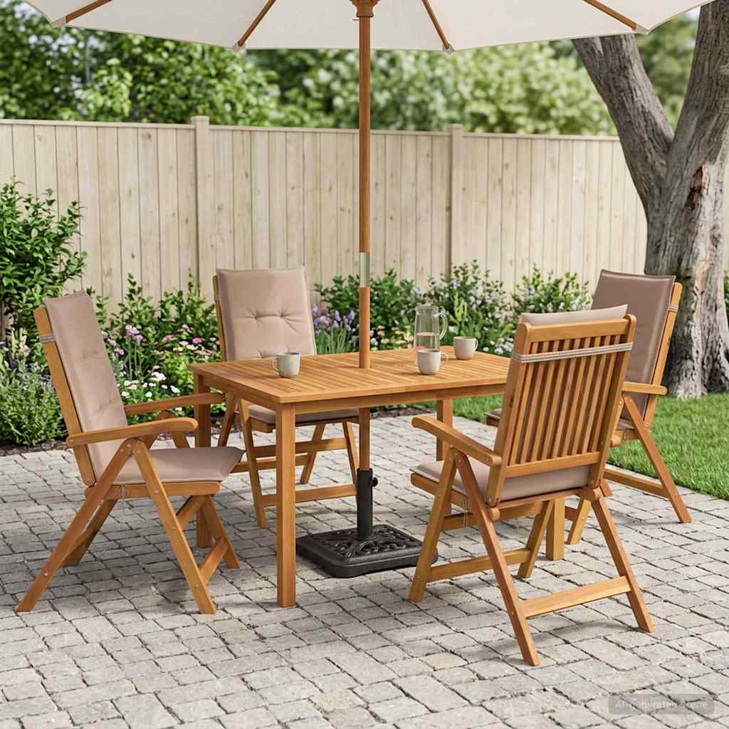 5-delige tuin eetset Naturel Massief Acaciahout is nu te koop bij PeponiXL, paradijselijk wonen!