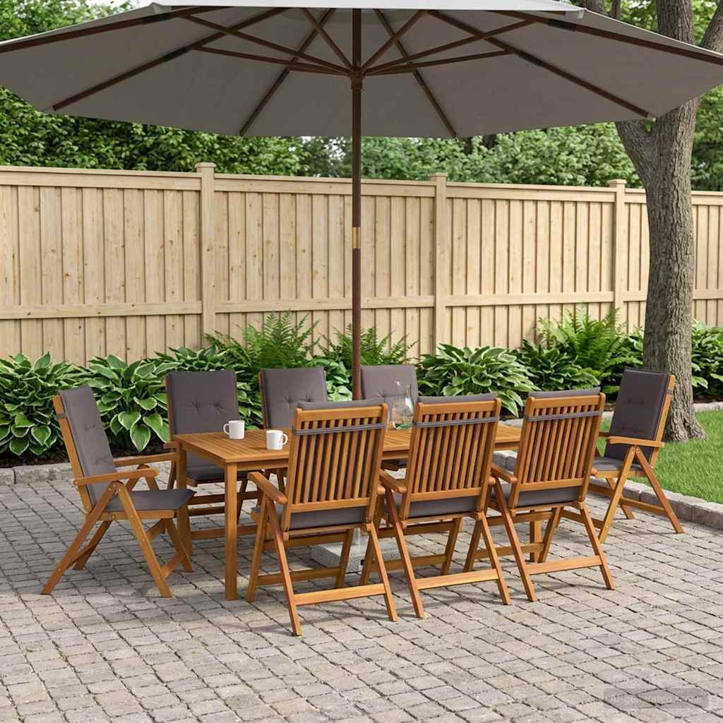 9-delige tuinset Naturel Massief Acaciahout is nu te koop bij PeponiXL, paradijselijk wonen!