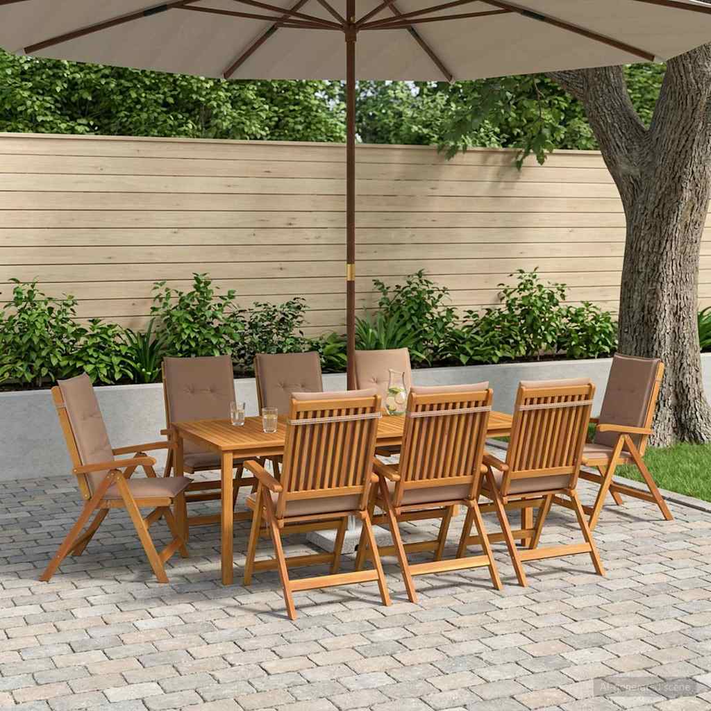 vidaXL 9-delige tuinset Naturel Massief Acaciahout