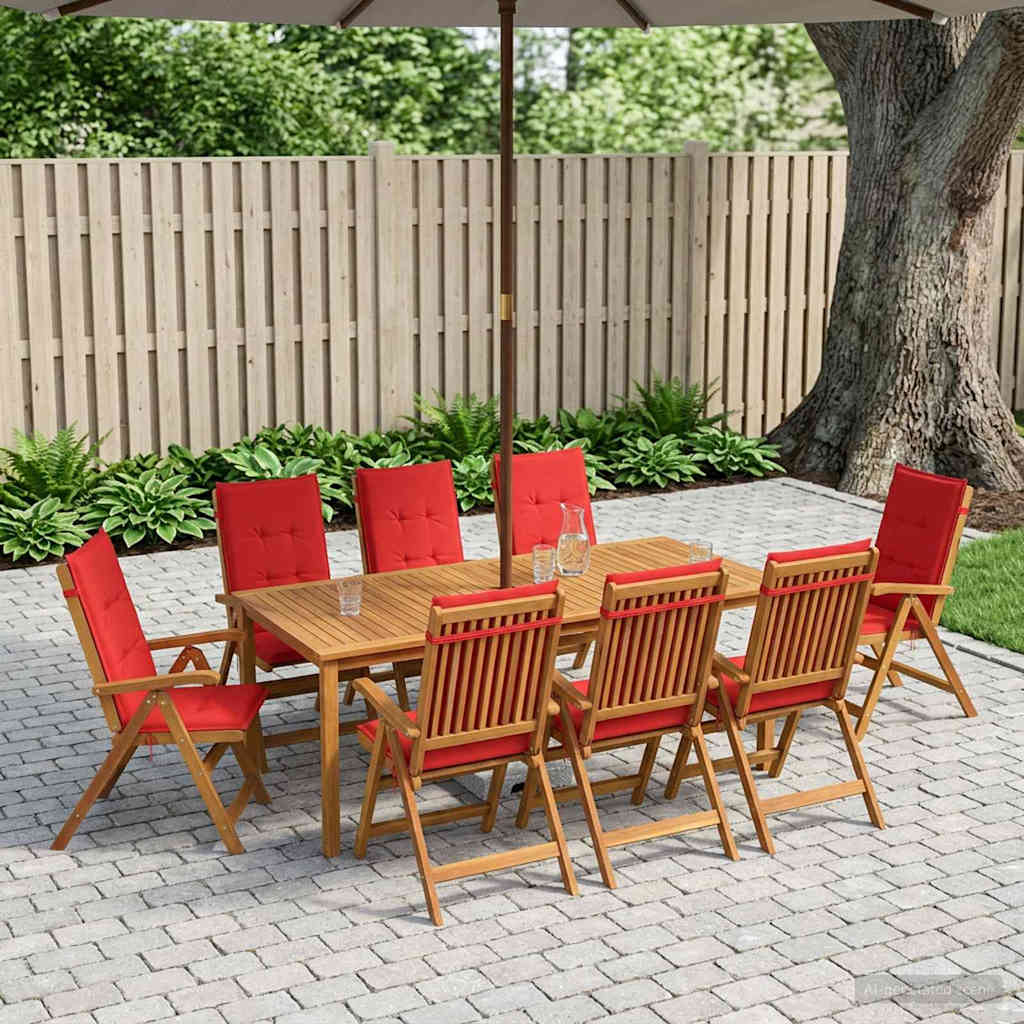 vidaXL 9-delige tuinset Naturel Massief Acaciahout