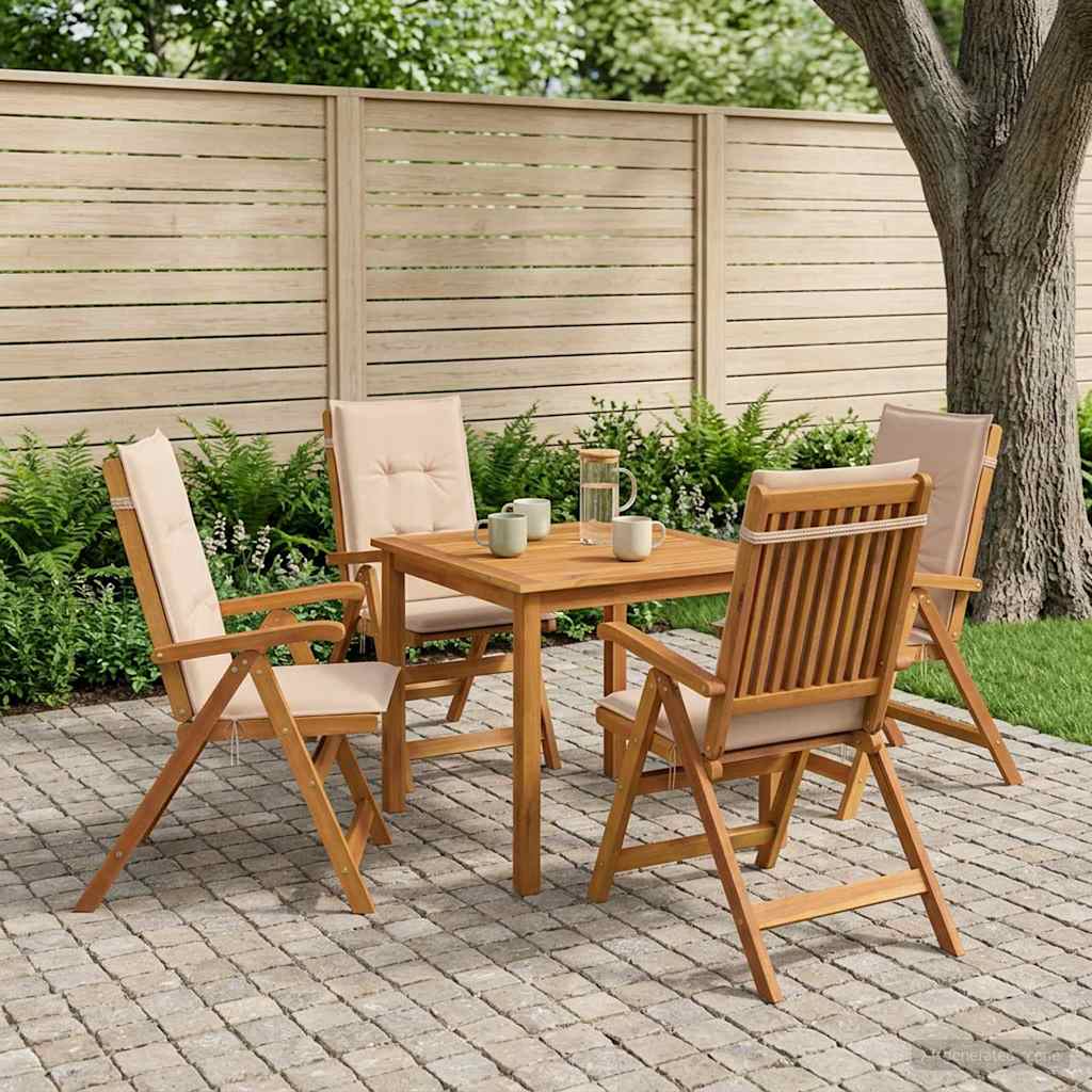 vidaXL 5-delige tuin eetset Naturel Massief Acaciahout
