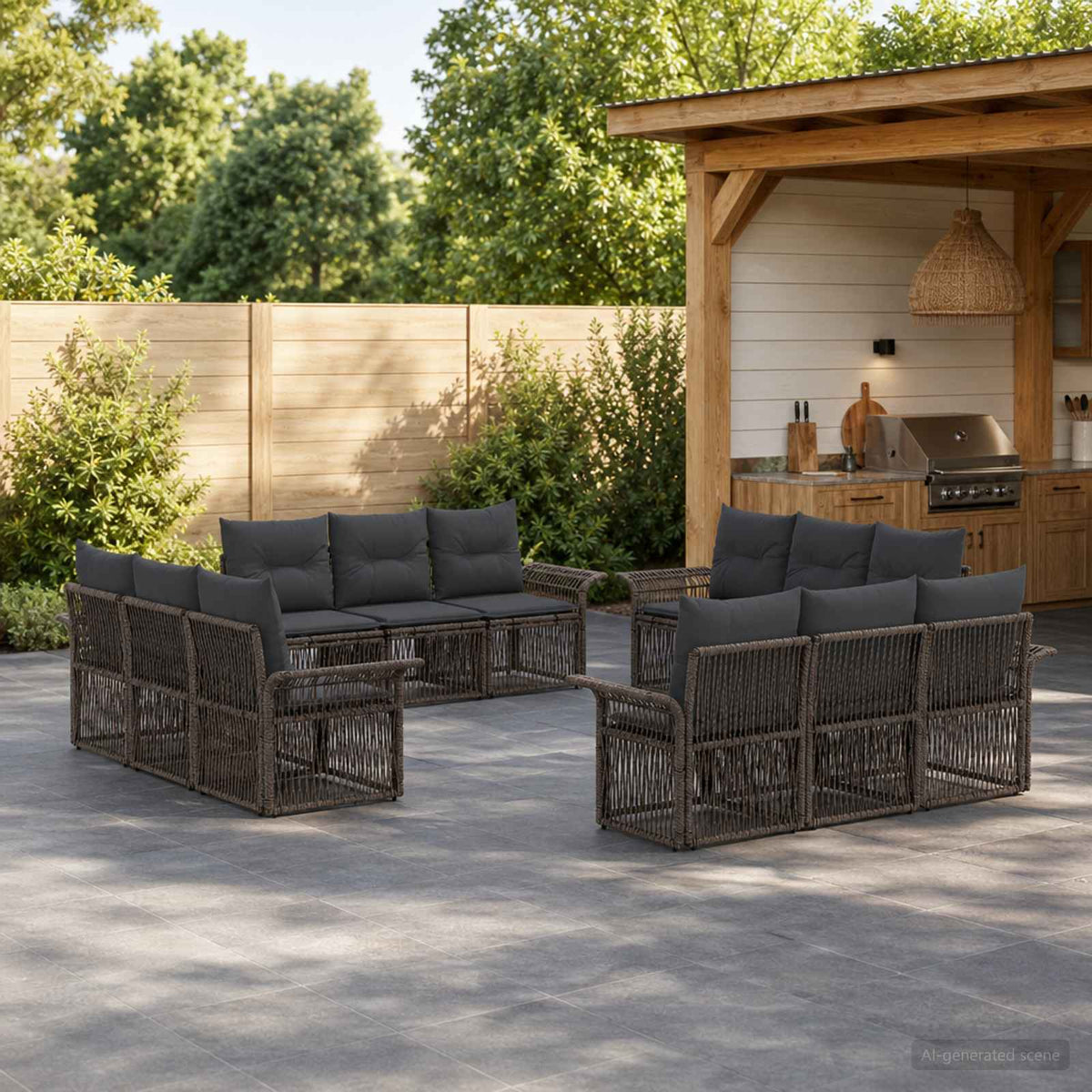 Tuinbankenset 12 pcs Grijs poly rattan is nu te koop bij PeponiXL, paradijselijk wonen!
