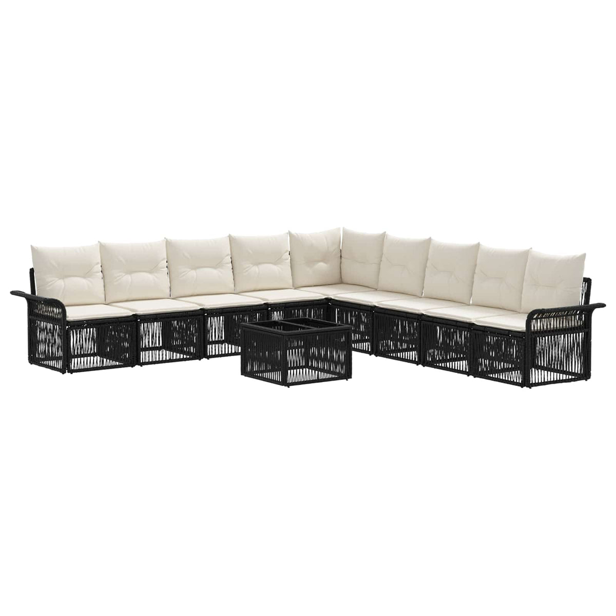 Tuinbankenset 10 pcs Zwart poly rattan is nu te koop bij PeponiXL, paradijselijk wonen!