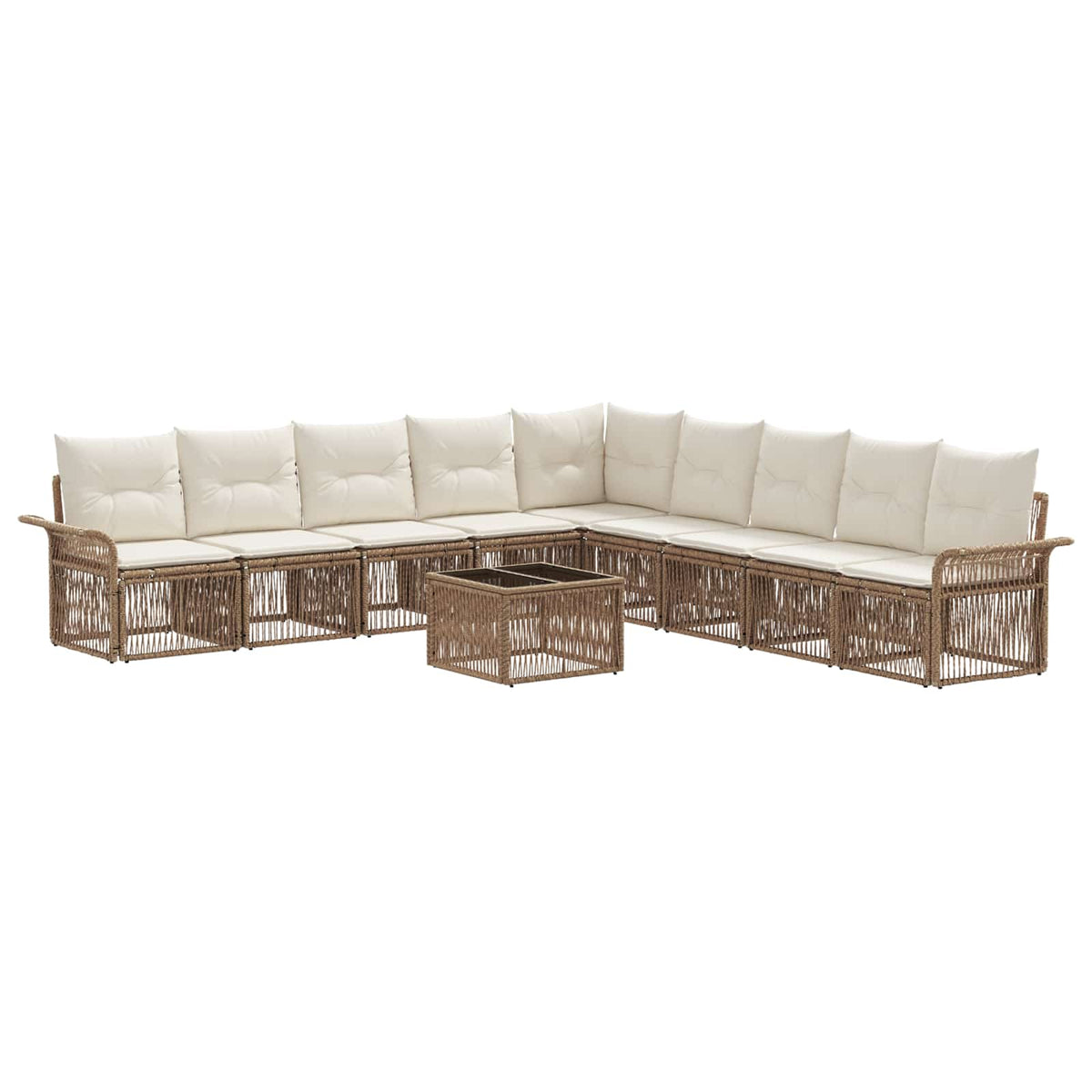 Tuinbankenset 10 pcs Beige poly rattan is nu te koop bij PeponiXL, paradijselijk wonen!