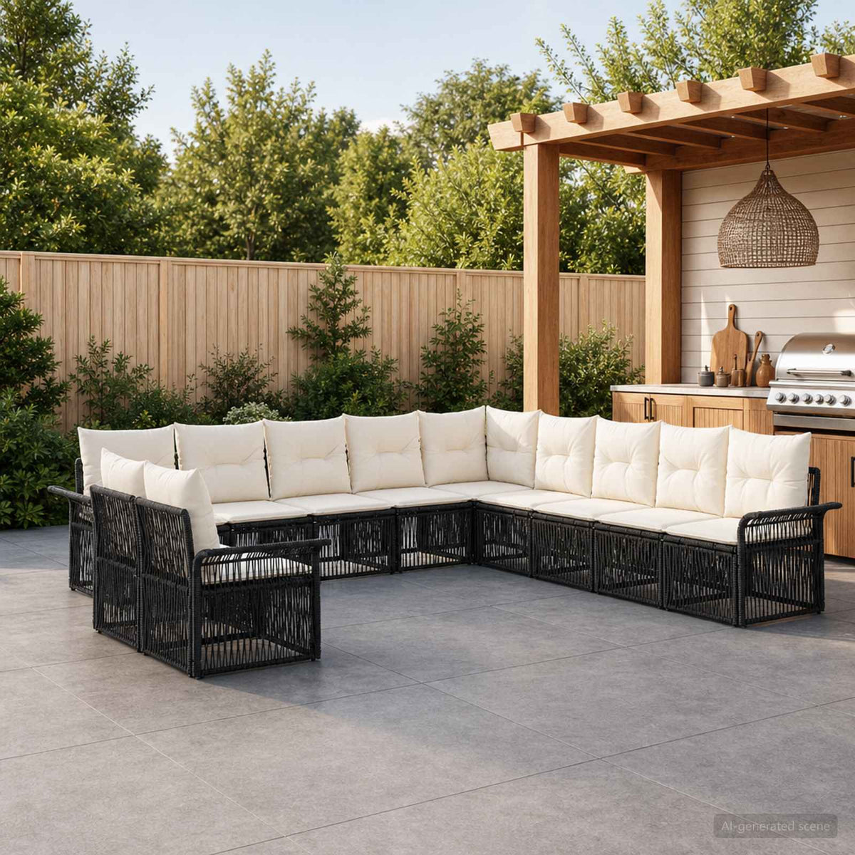Tuinbankenset 11 pcs Zwart poly rattan is nu te koop bij PeponiXL, paradijselijk wonen!