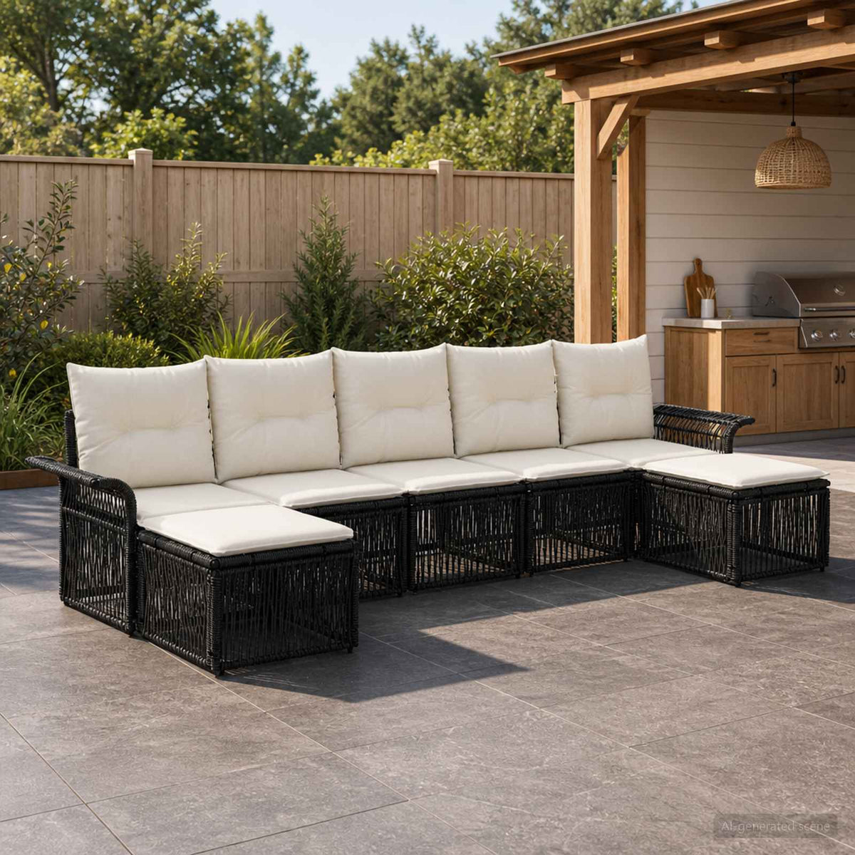 Tuinbankenset 7 pcs Zwart poly rattan is nu te koop bij PeponiXL, paradijselijk wonen!