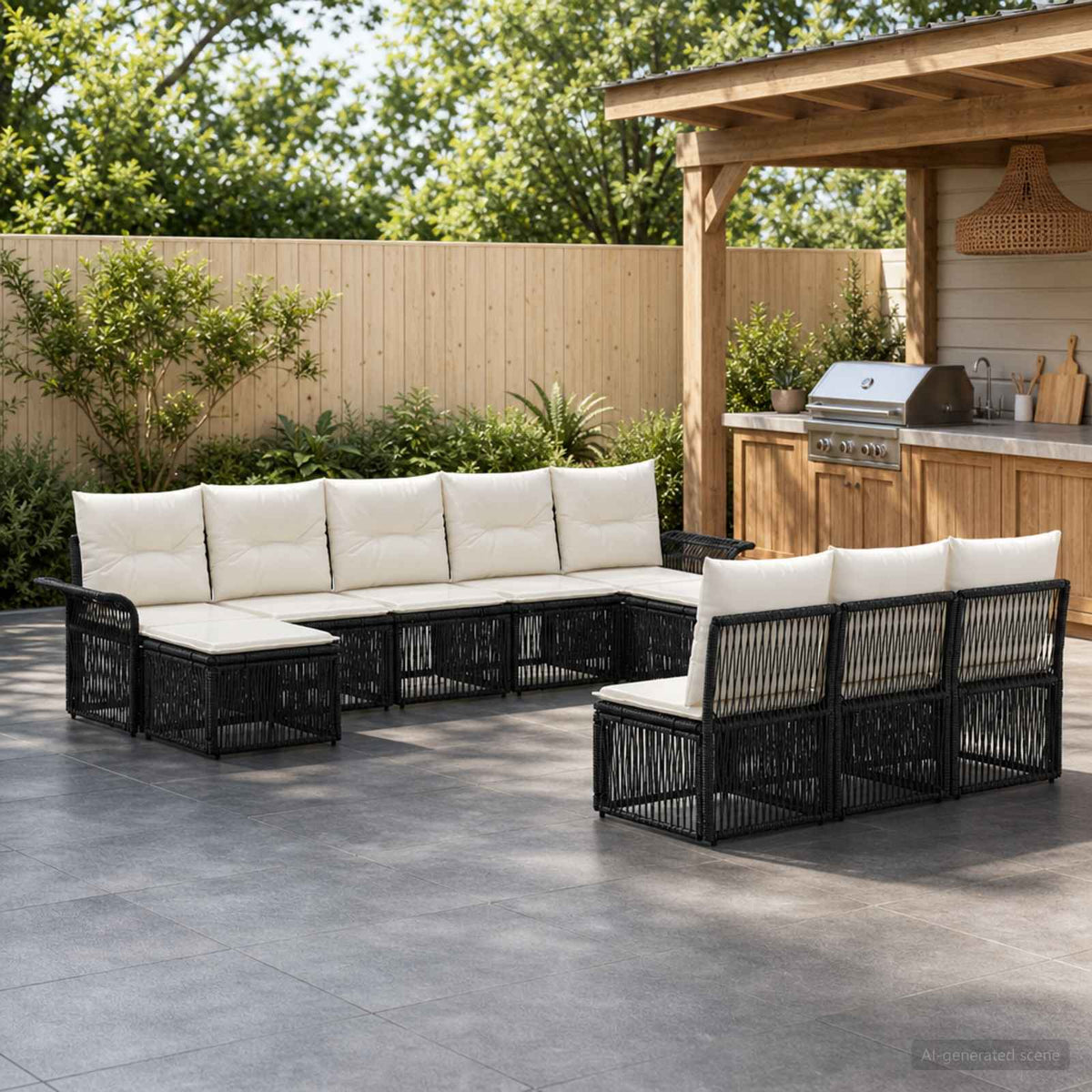 Tuinbankenset 10 pcs Zwart poly rattan is nu te koop bij PeponiXL, paradijselijk wonen!