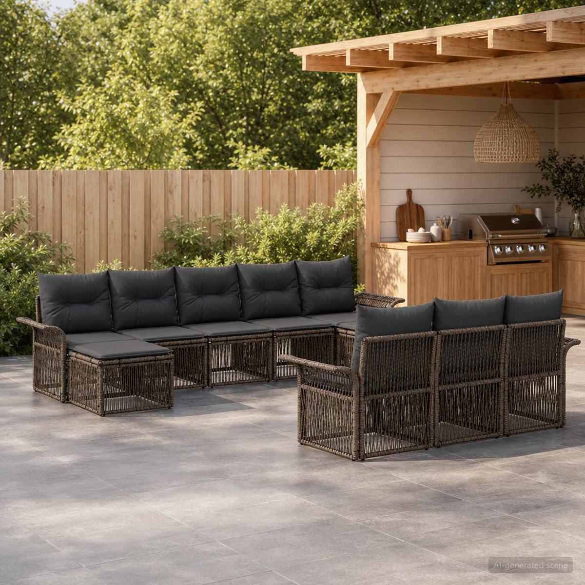 Tuinbankenset 10 pcs Grijs poly rattan is nu te koop bij PeponiXL, paradijselijk wonen!