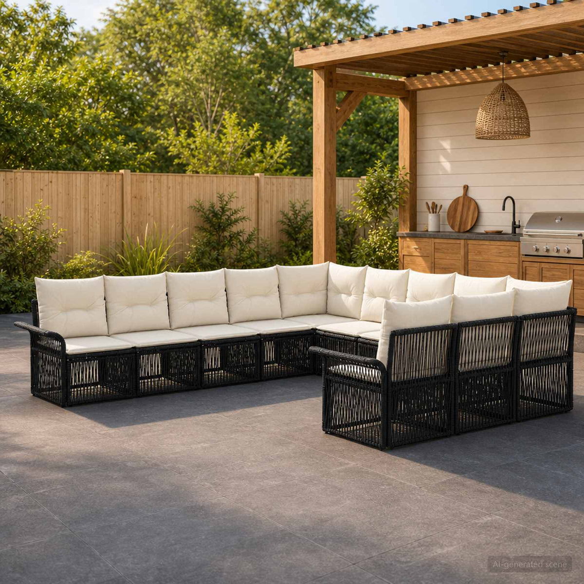 Tuinbankenset 11 pcs Zwart poly rattan is nu te koop bij PeponiXL, paradijselijk wonen!
