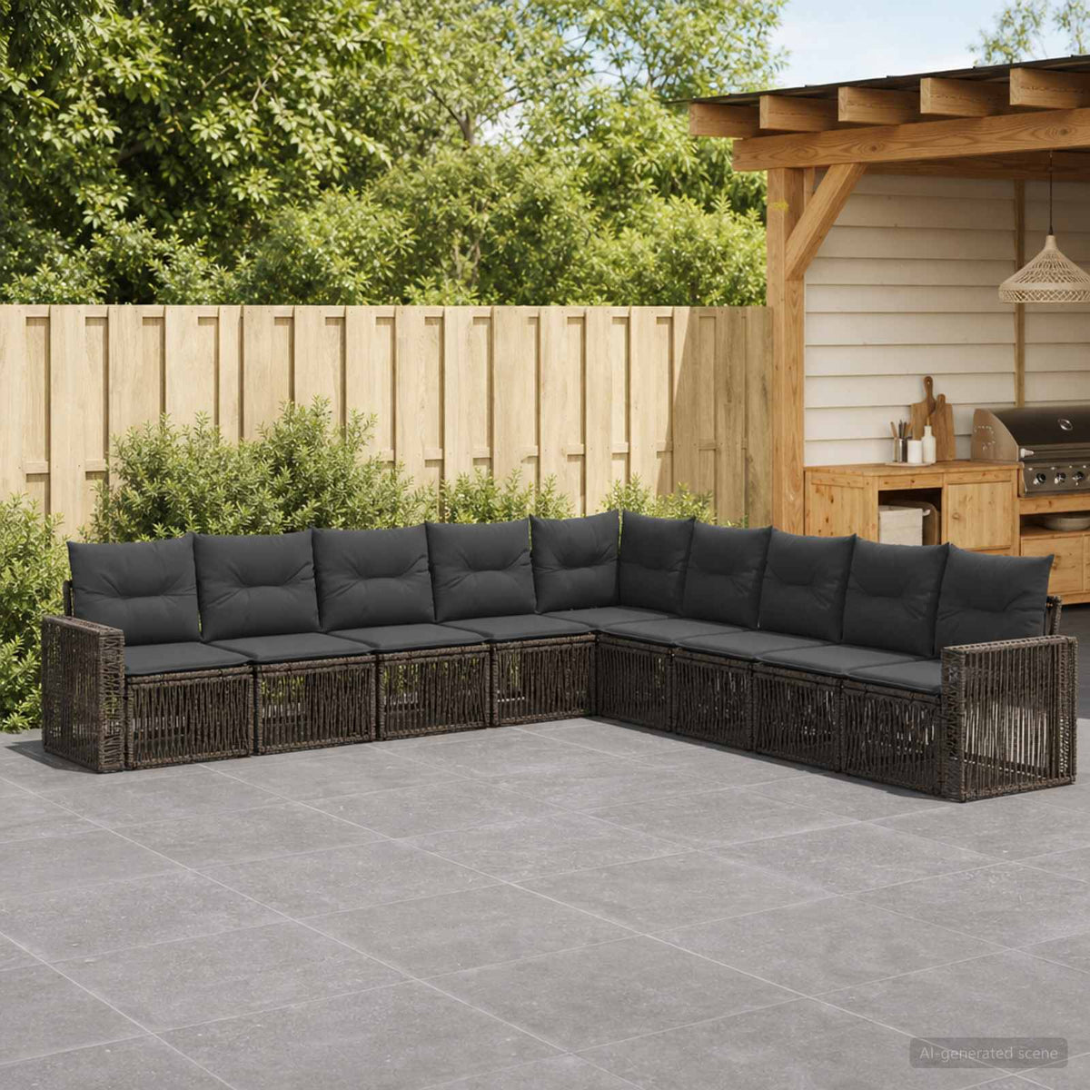 Tuinbankenset 9 pcs Grijs en Donkergrijs poly rattan is nu te koop bij PeponiXL, paradijselijk wonen!