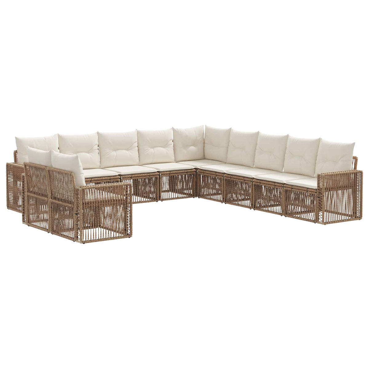 Tuinbankenset 11 pcs Beige en Crème Wit poly rattan is nu te koop bij PeponiXL, paradijselijk wonen!