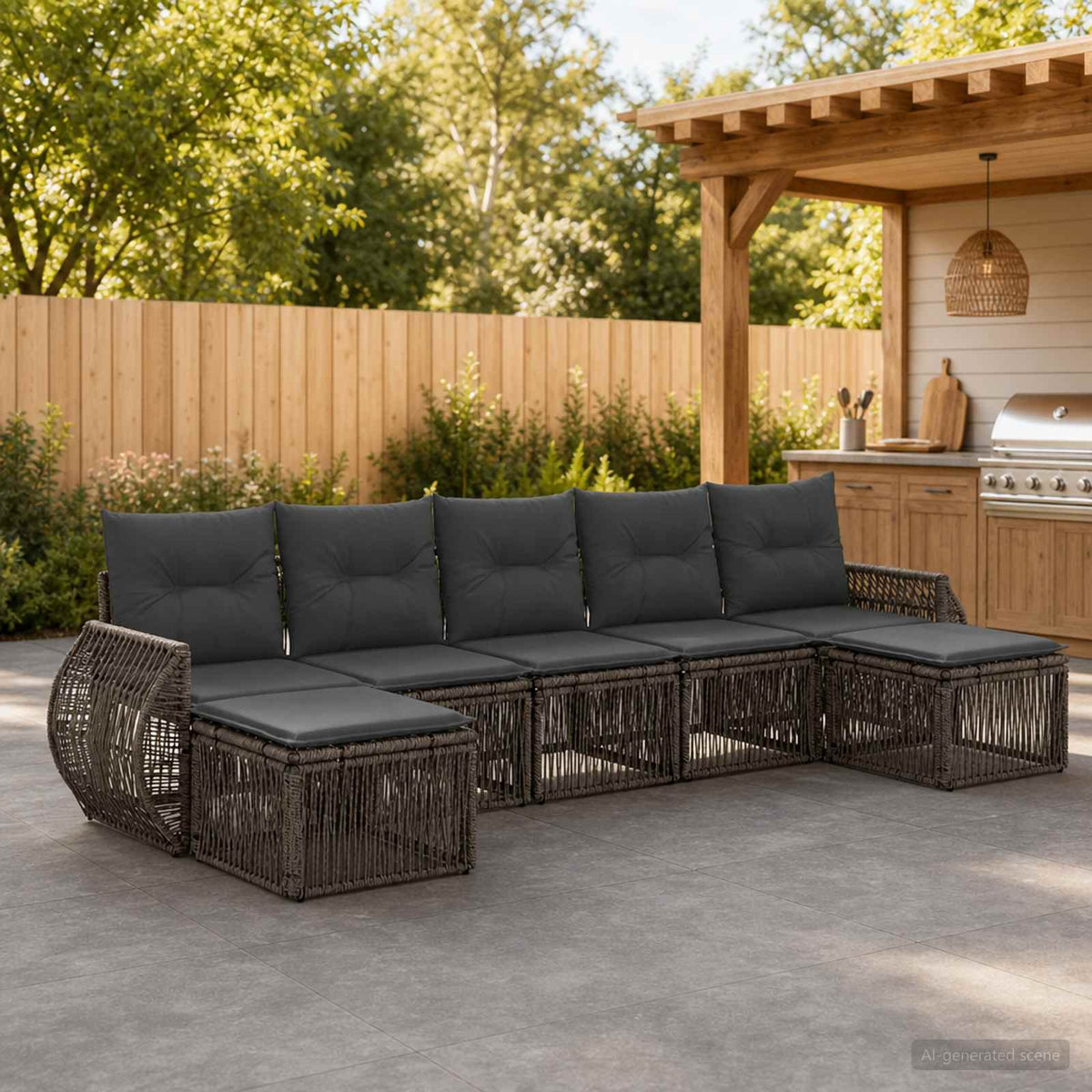 Tuinbankenset 7 pcs Grijs en Donkergrijs poly rattan is nu te koop bij PeponiXL, paradijselijk wonen!