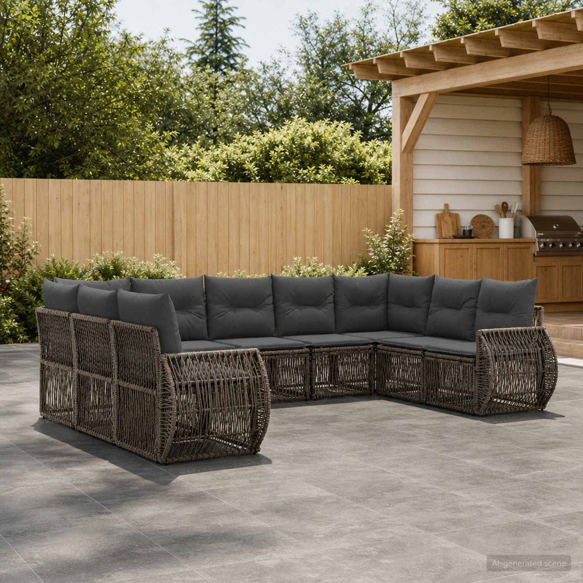 Tuinbankenset 9 pcs Grijs en Donkergrijs poly rattan is nu te koop bij PeponiXL, paradijselijk wonen!