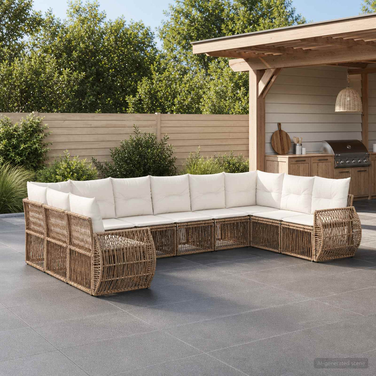 Tuinbankenset 10 pcs Beige en Crème Wit poly rattan is nu te koop bij PeponiXL, paradijselijk wonen!