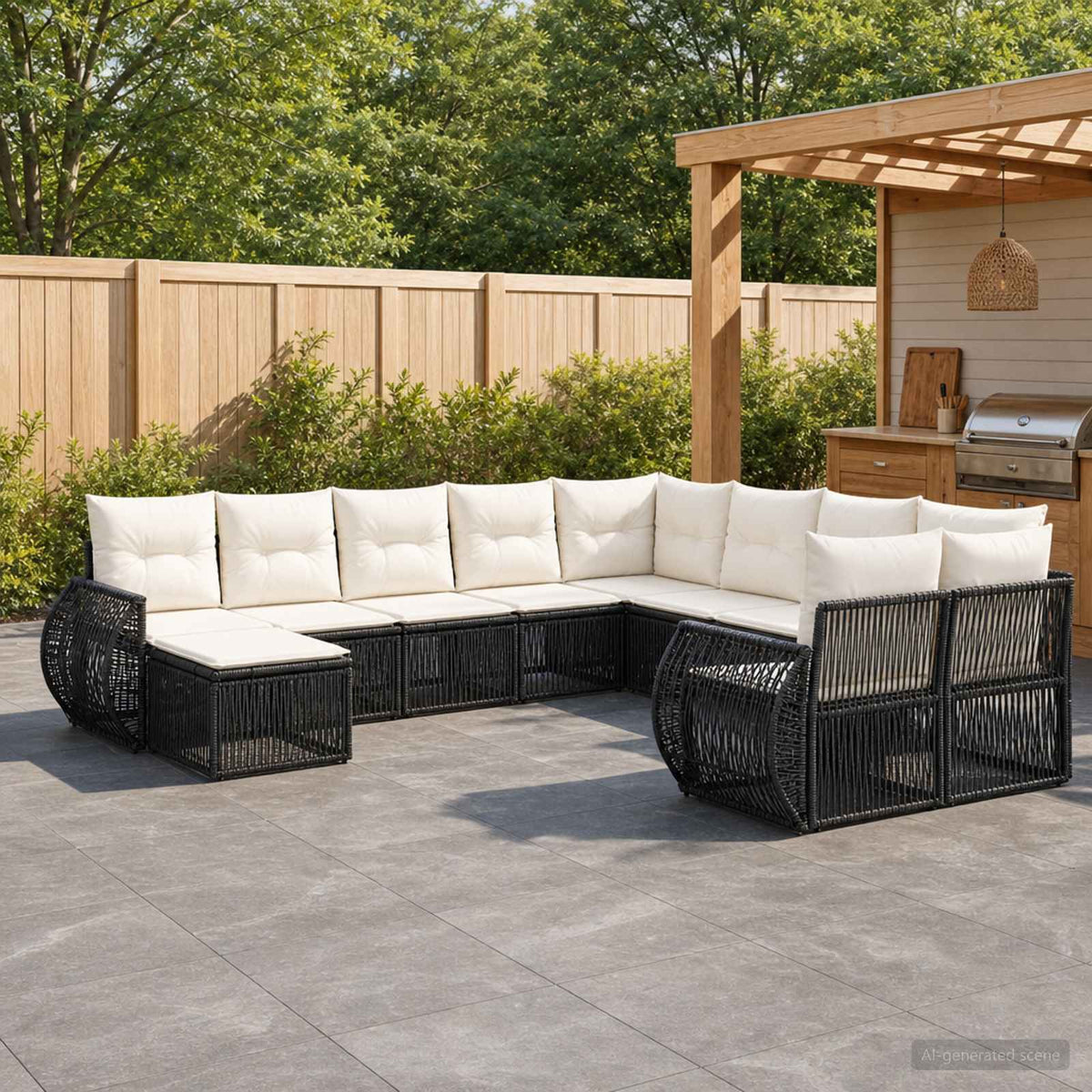 Tuinbankenset 11 pcs Zwart poly rattan is nu te koop bij PeponiXL, paradijselijk wonen!