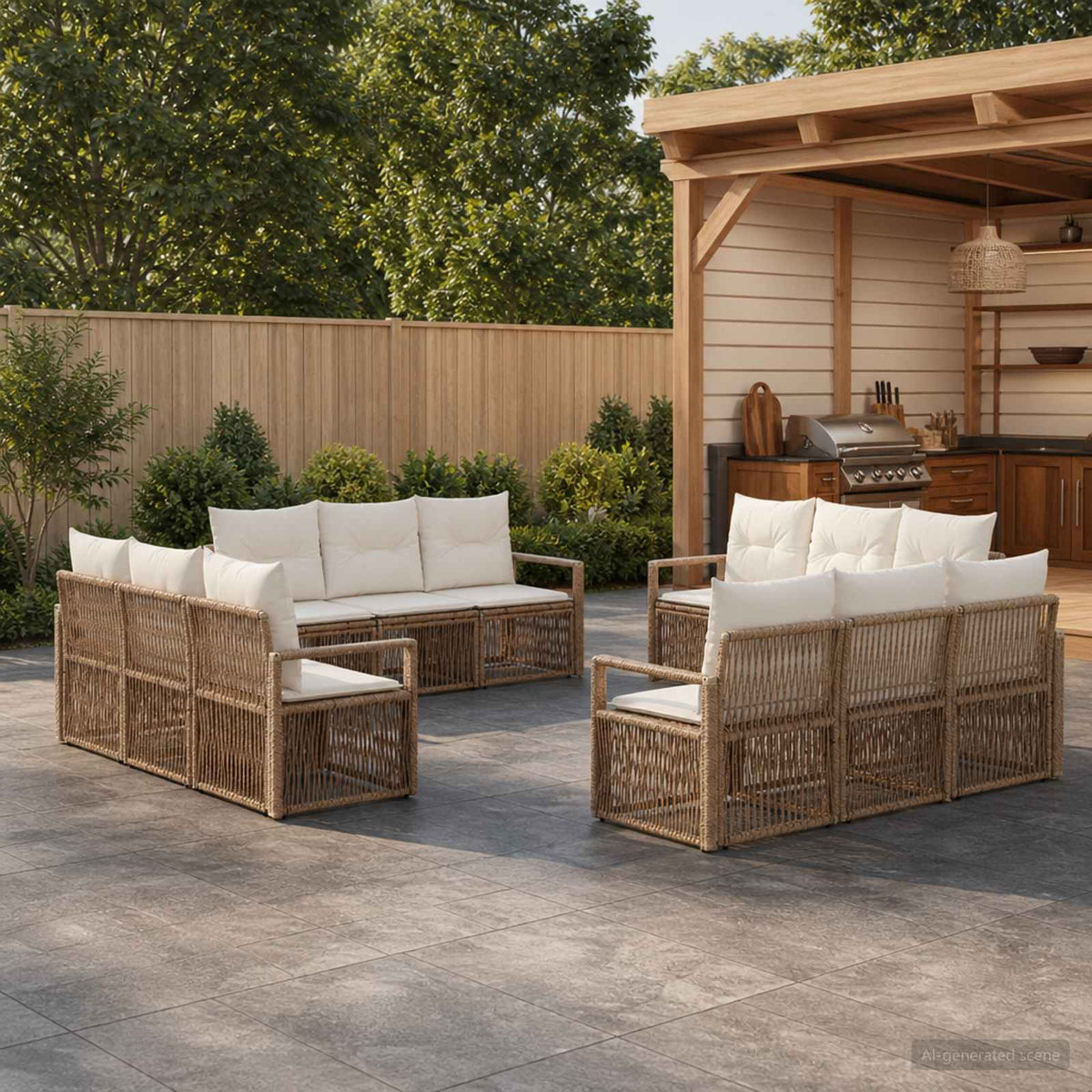 Tuinbankenset 12 pcs Beige poly rattan is nu te koop bij PeponiXL, paradijselijk wonen!
