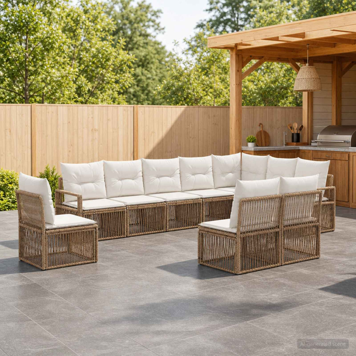 Tuinbankenset 10 pcs Beige poly rattan is nu te koop bij PeponiXL, paradijselijk wonen!