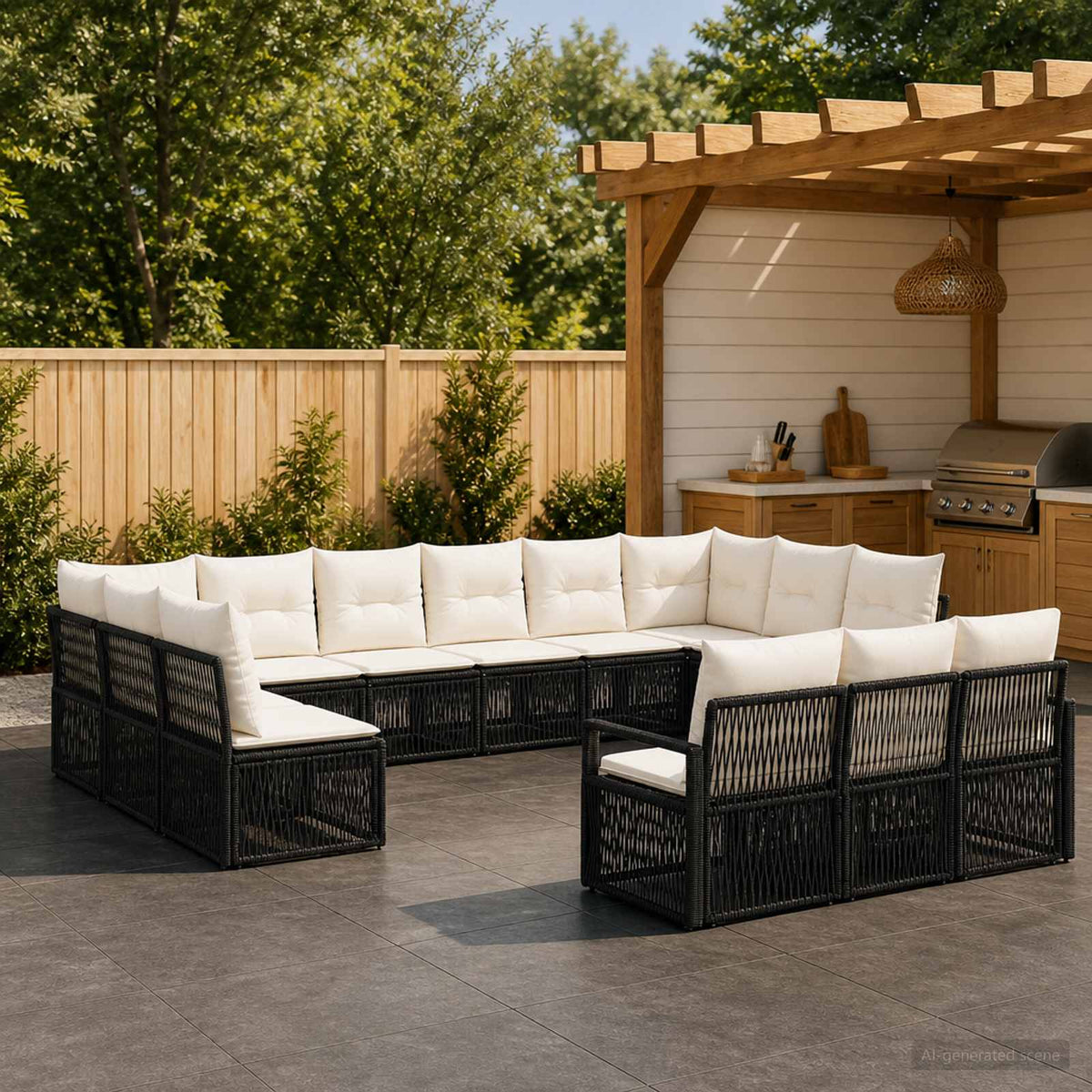 Tuinbankenset 13 pcs Zwart poly rattan is nu te koop bij PeponiXL, paradijselijk wonen!