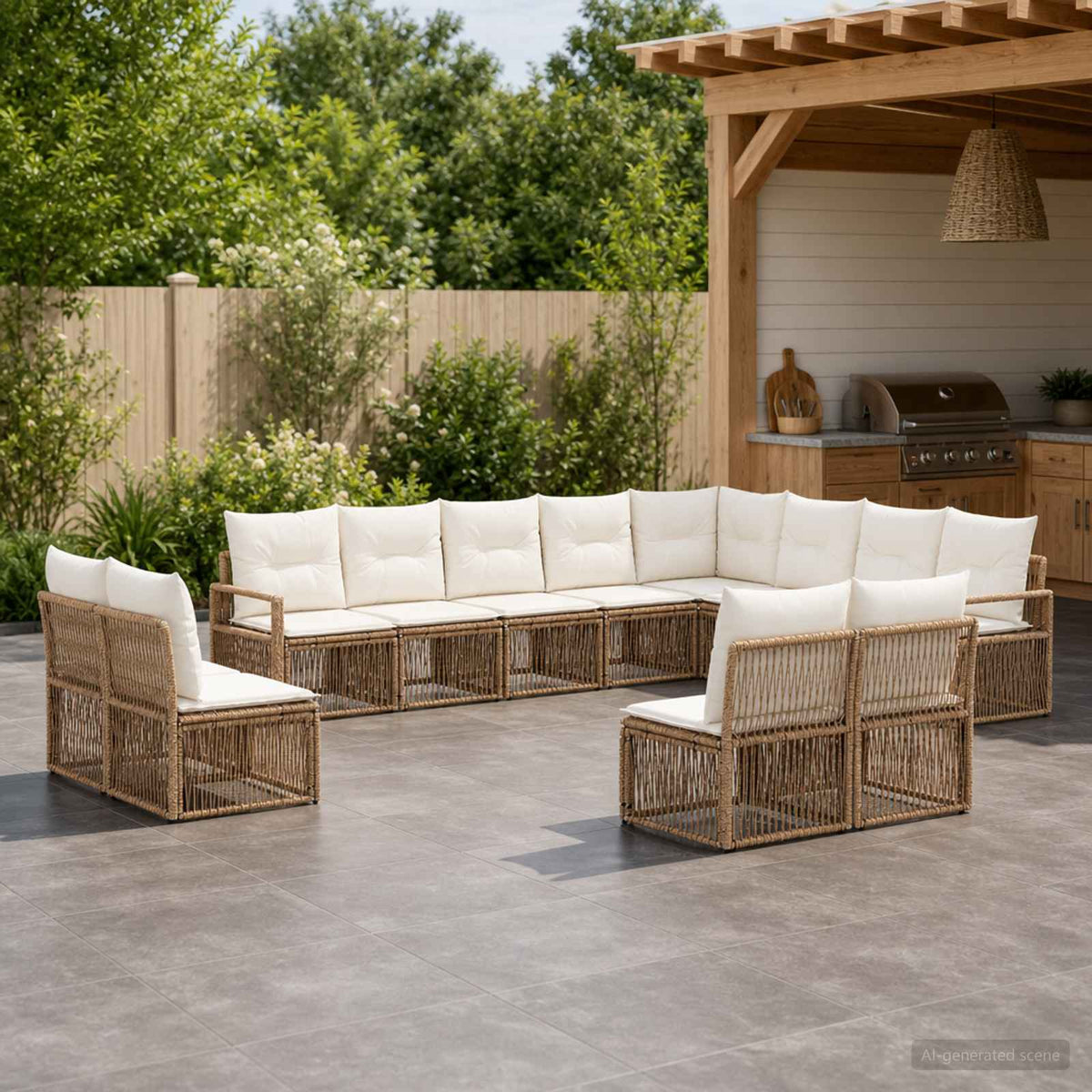 Tuinbankenset 12 pcs Beige poly rattan is nu te koop bij PeponiXL, paradijselijk wonen!